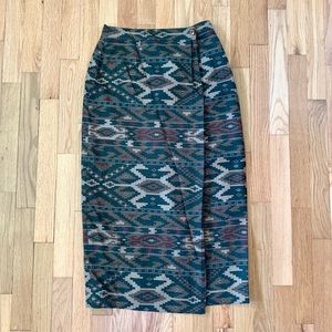 Vintage Asymmetrical Midi Skirt Southwestern Pattern
